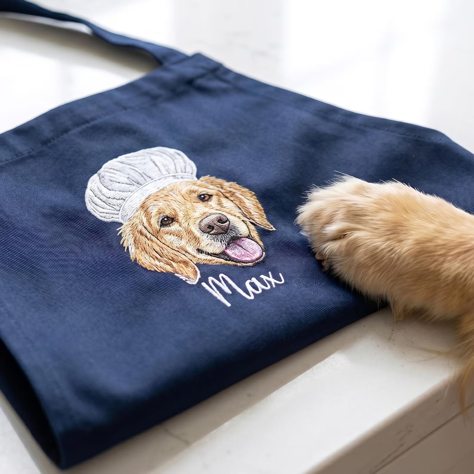 愛犬・愛猫の写真で作る 刺繍 オリジナルエプロン