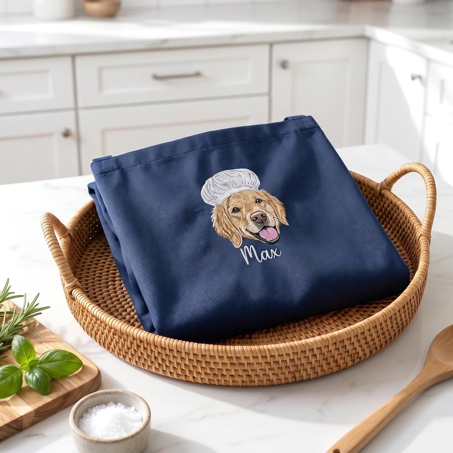 愛犬・愛猫の写真で作る 刺繍 オリジナルエプロン