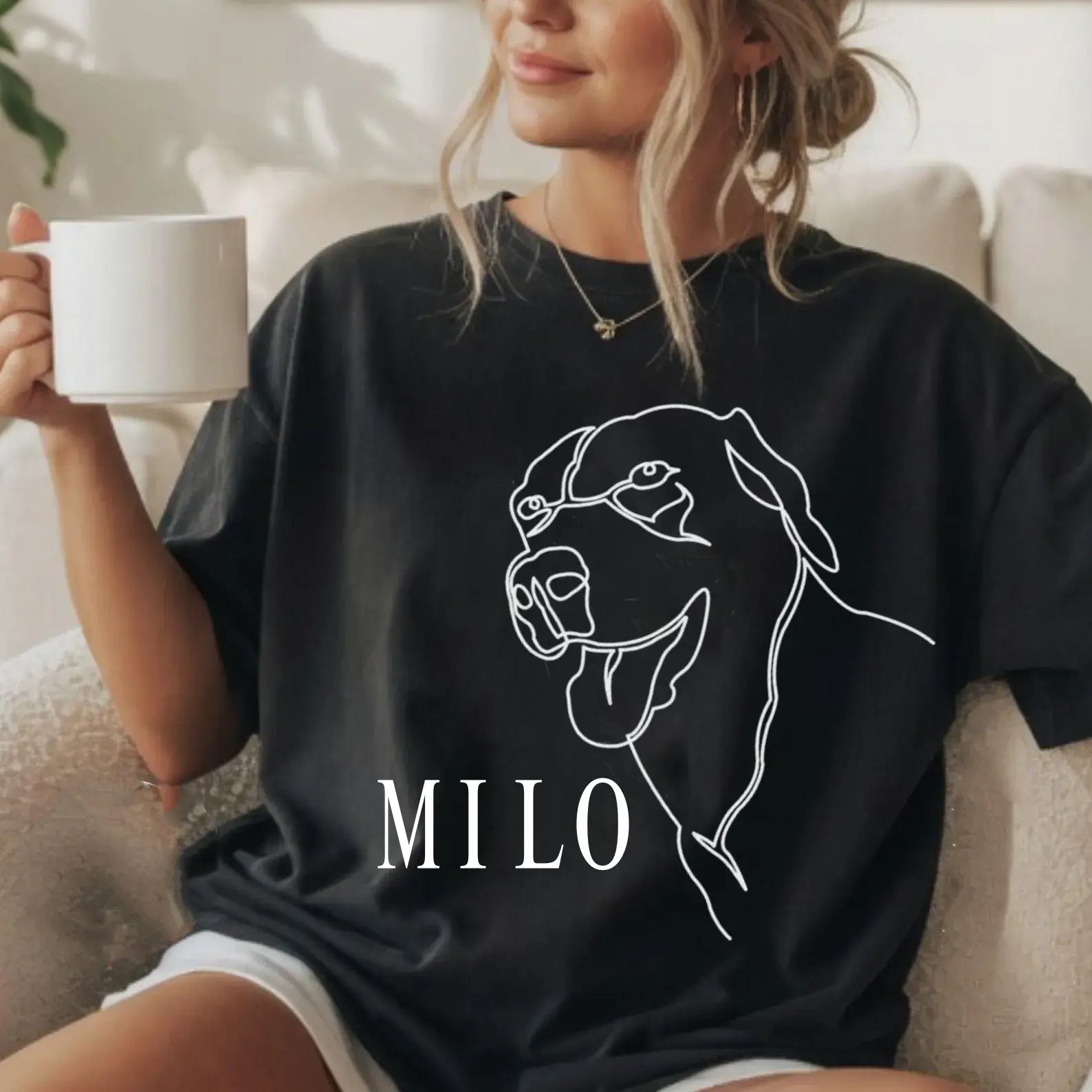 カスタムペットのラインアートTシャツ