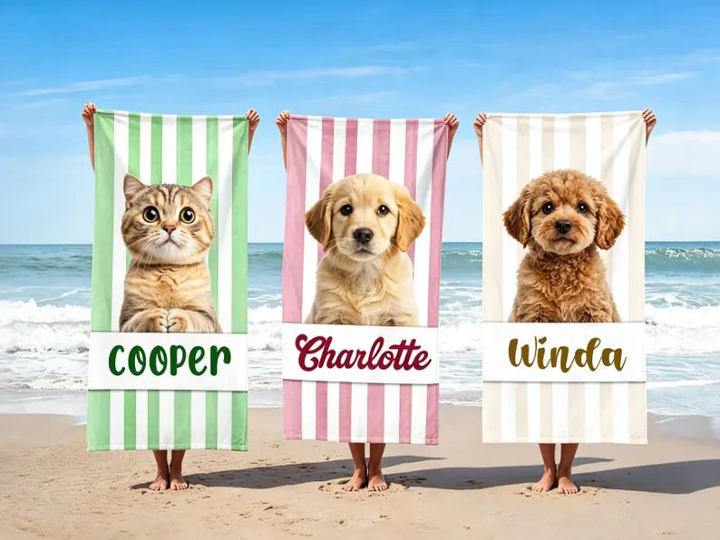 Original name beach towel ♪ Made-to-order beach