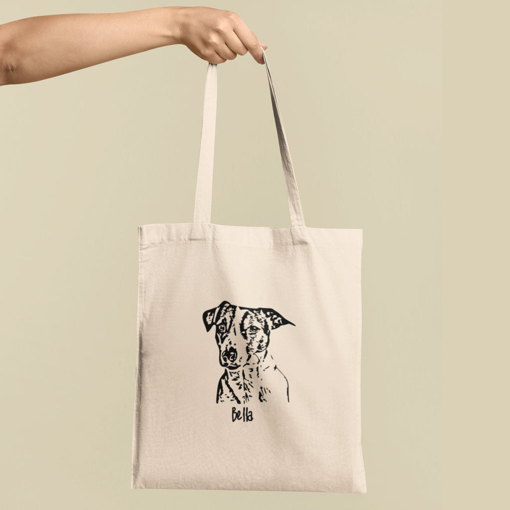 片面印刷♪名入れペット写真による作成トートバッグ♪ お散歩バッグ♪おしゃれバッグ♪ 彫刻スタイル - Fallook