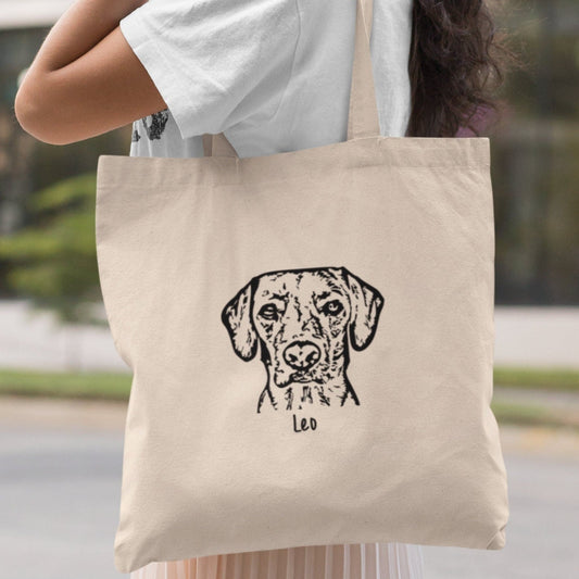 片面印刷♪名入れペット写真による作成トートバッグ♪ お散歩バッグ♪おしゃれバッグ♪ 彫刻スタイル - Fallook