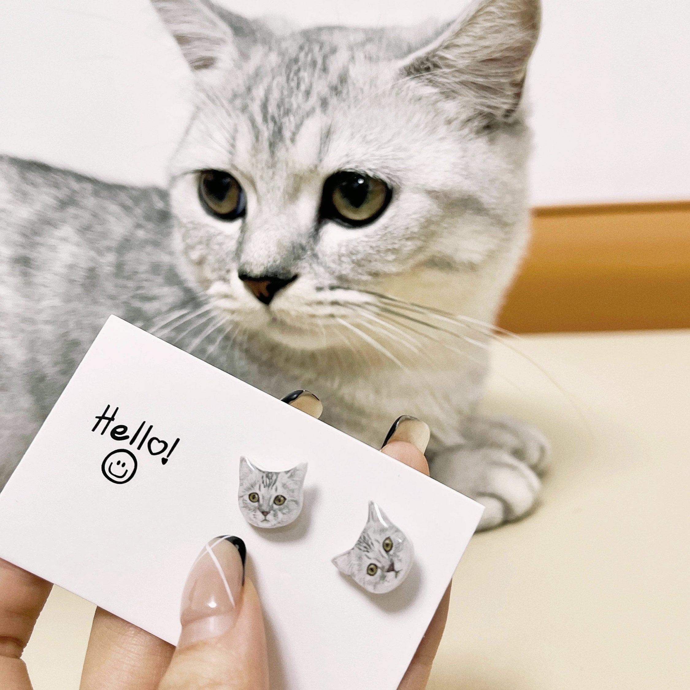 お写真入りから 可愛いうちの子ピアス♥誕生日プレゼント 記念日 - Fallook