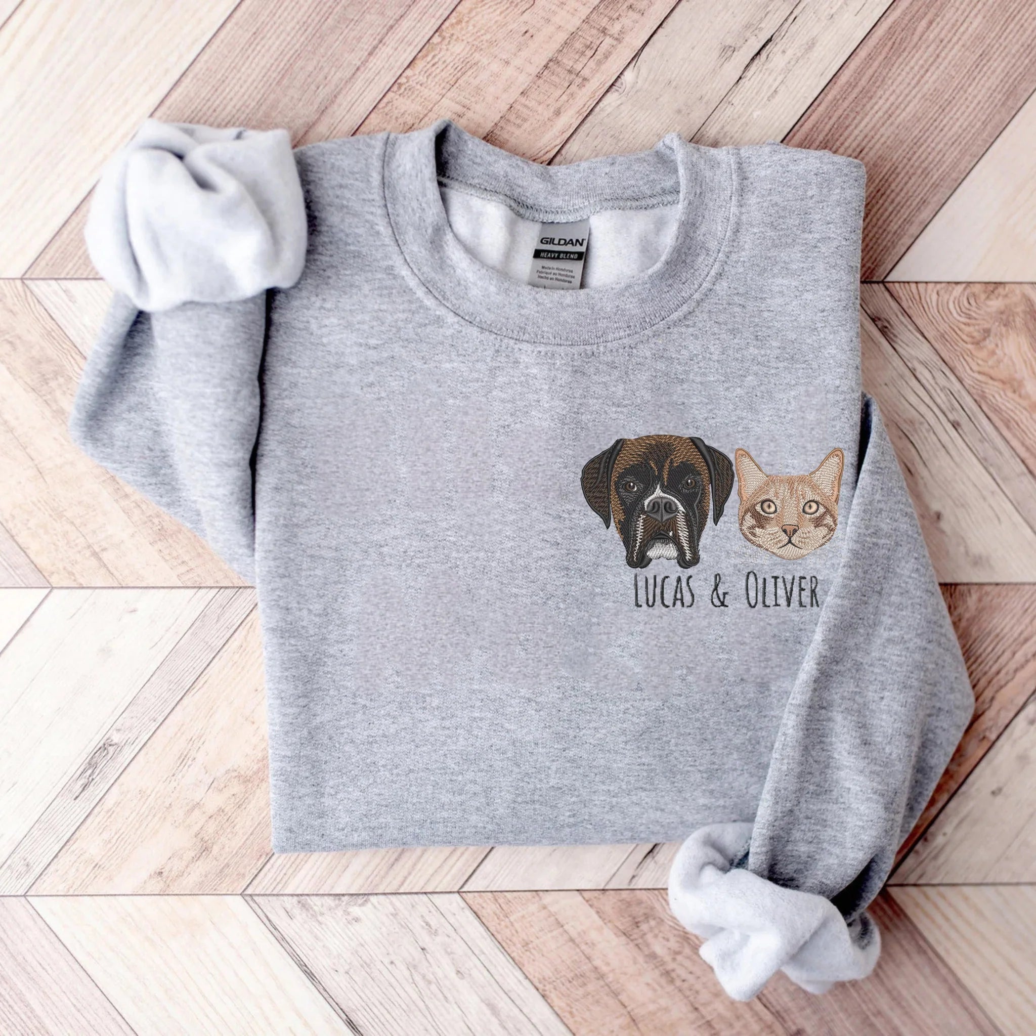 ❤️カスタム刺繍のペットのウォッシュタイプのレトロなトレーナー 肩落ち型です - Fallook