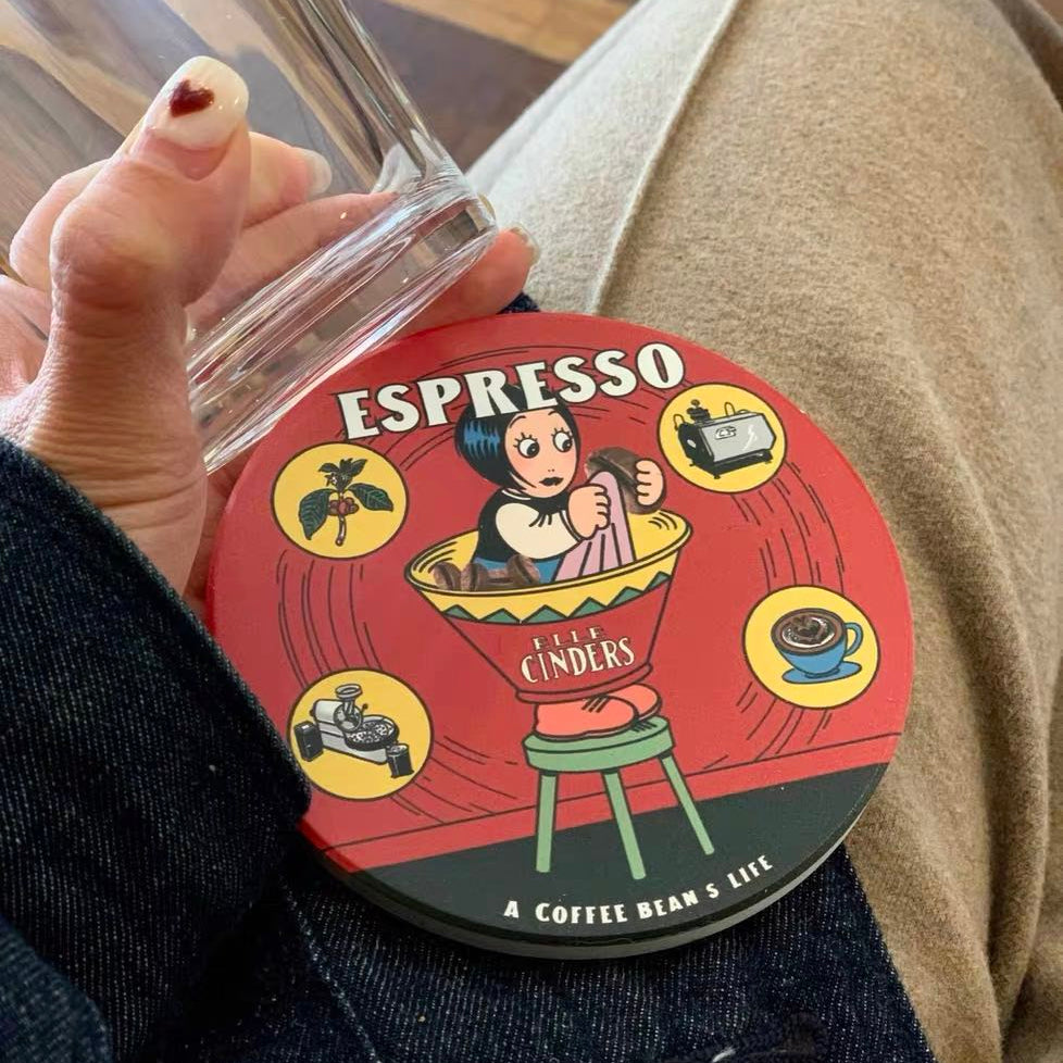 セット四角商店風 速乾ダイアトマイトコースター 名入れ対応の陶器マグカップ用コースター