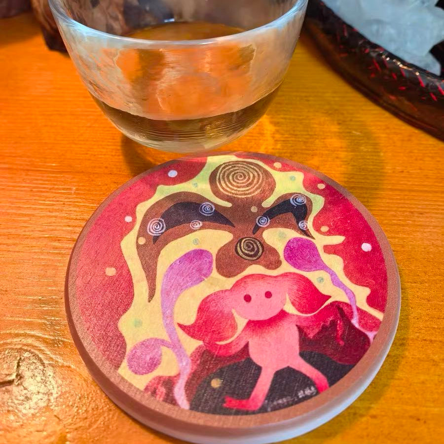 セット四角商店風 速乾ダイアトマイトコースター 名入れ対応の陶器マグカップ用コースター