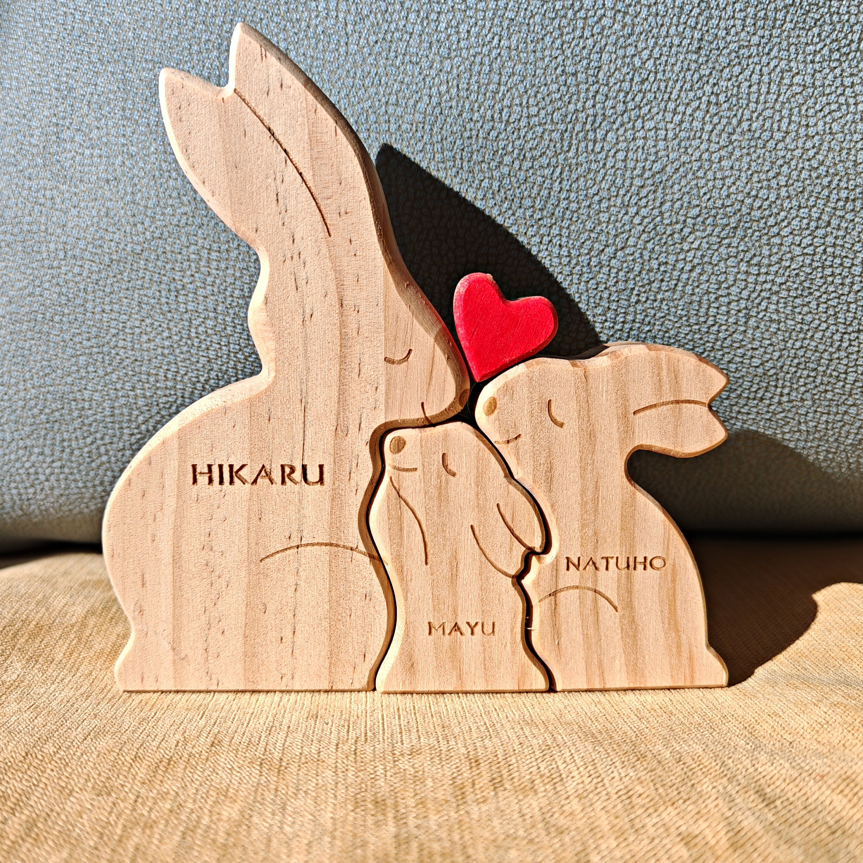 名入れ ウッド パズル ウサギ オブジェ 置物 インテリア