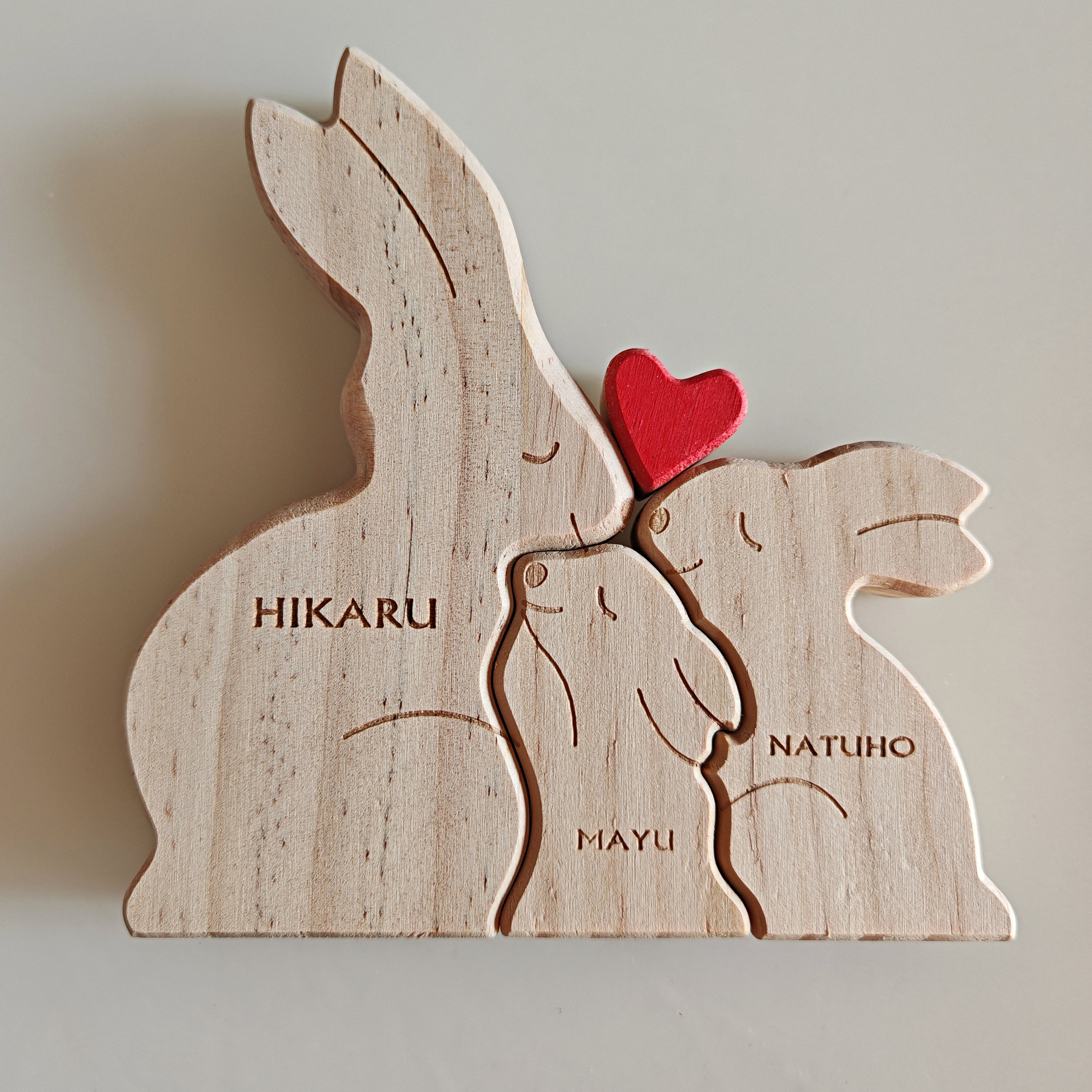 名入れ ウッド パズル ウサギ オブジェ 置物 インテリア