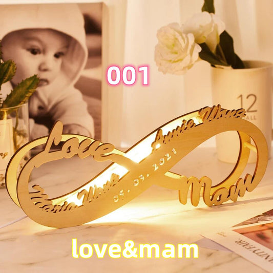 パーソナライズ インフィニティ I Love You 装飾 LED ナイトライト 壁掛けアート装飾 寝室用 カスタム木製名前刻印 ナイトライト ロマンチックなギフト - Fallook