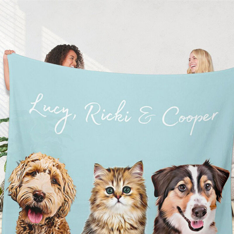 カスタムフォトブランケット-ペットの写真や名入れ可能なフリース毛布ギフト 大きなアバター - Fallook