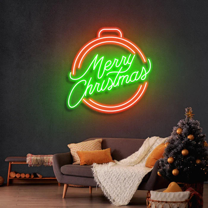 メリークリスマスボールネオンサイン · クリスマスのネオンサイン  · 部屋 ネオン ライト