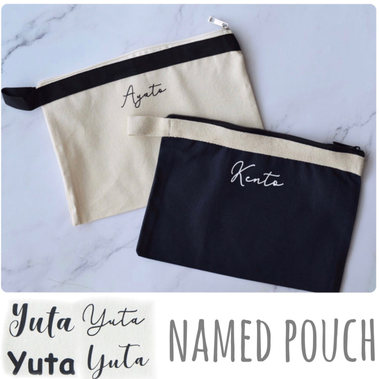 【名入れ＊フラットポーチ】キャンバス オムツポーチ 出産祝い 母子手帳ケース お着替え入れ - Fallook