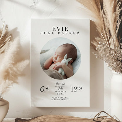 【写真入り】名入れ 出産祝い フォトフレーム 命名書 キャンバスプリント ベビー出生記録