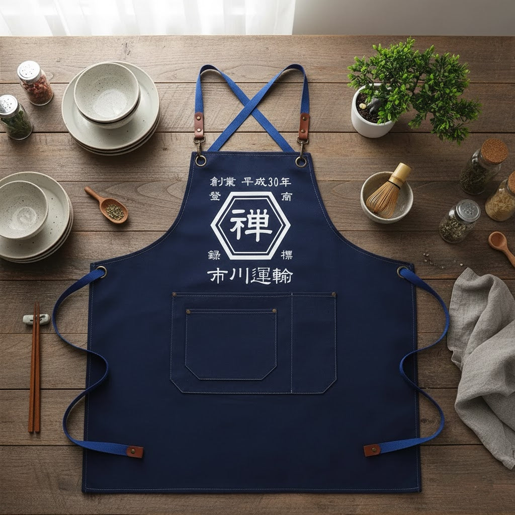 商店風－キャンバス エプロン 前掛け ポケット多数 業務用 多色選択可能