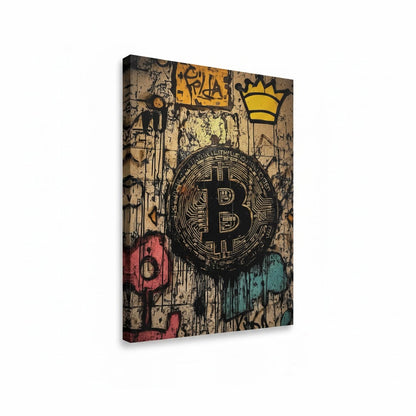 冠付きビットコイントグラフィティポスター Graffiti Poster