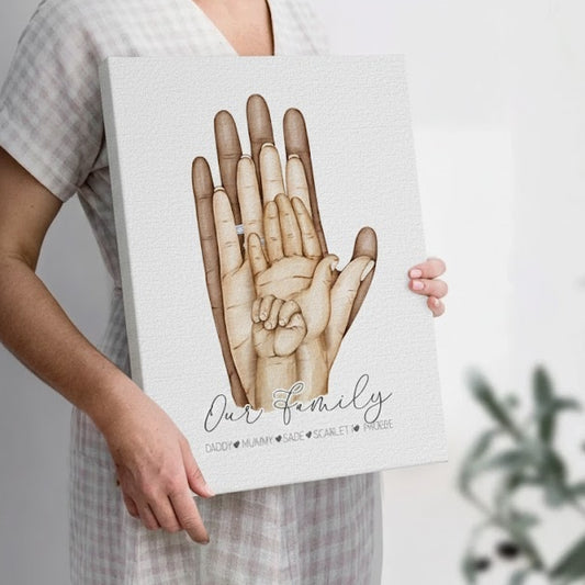 家族の絆を刻む 肉球も一緒に！世界にひとつだけの家族手形キャンバス