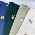 犬/猫/ペット/子供の写真 カラー刺繍 アバター を入れたカスタマイズされた長袖スウェットシャツ - Fallook