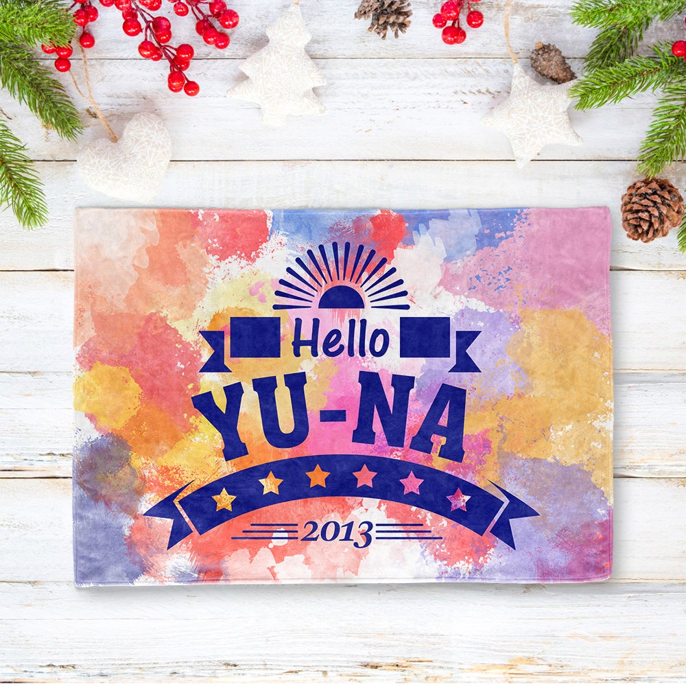 出産祝いに名前と年入りブランケット★ 最高なギフト★ 　Hello - Fallook