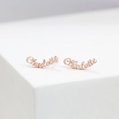 Original pierced earrings 01 (with name, curved)