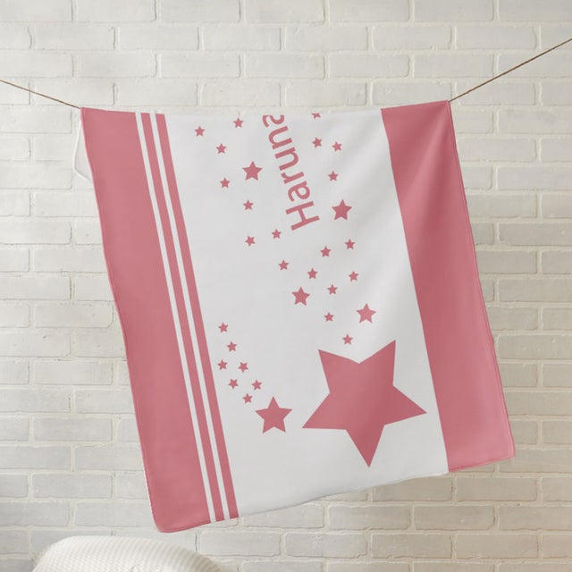 出産祝いに名前入り大判ブランケット★ 最高のギフト★星降る未来・ ピンク - Fallook