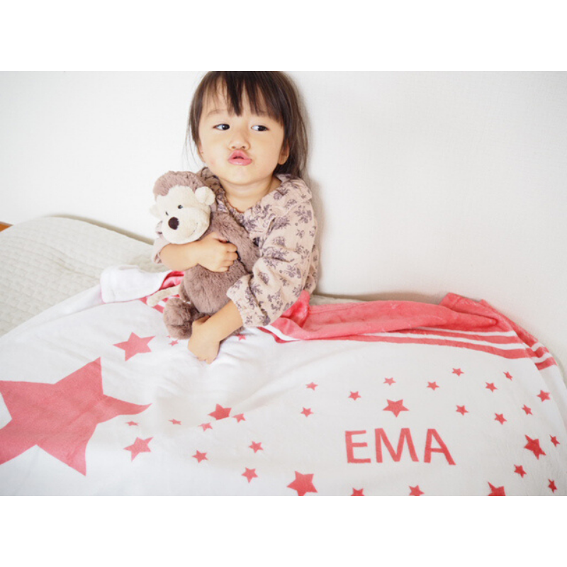 出産祝いに名前入り大判ブランケット★ 最高のギフト★星降る未来・ ピンク - Fallook